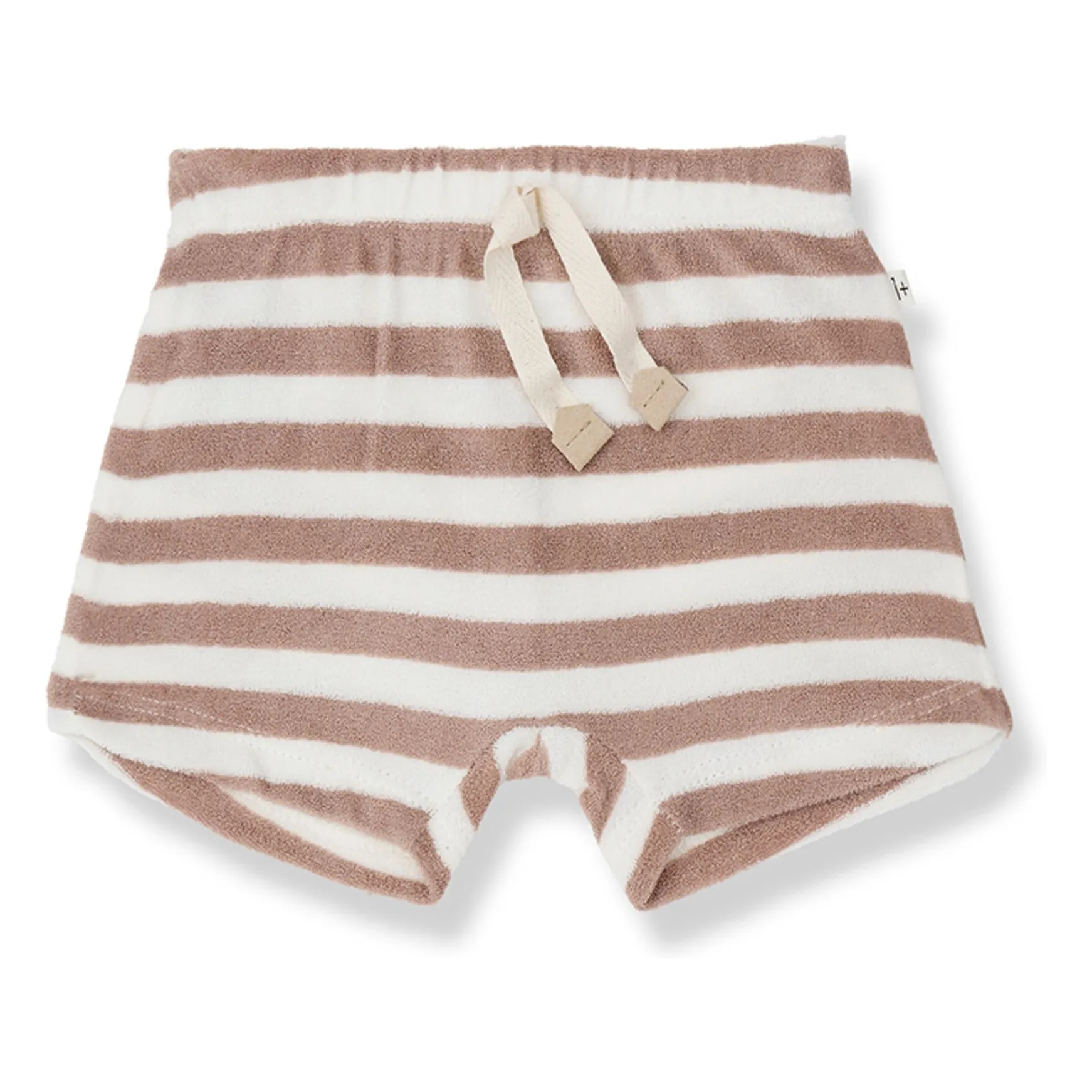 1+ In The Family Taupe Brown Feres Striped Terry Bermuda Shorts
