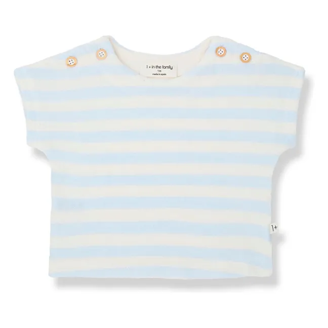 Camiseta de rizo a rayas Kavala | Azul Pálido