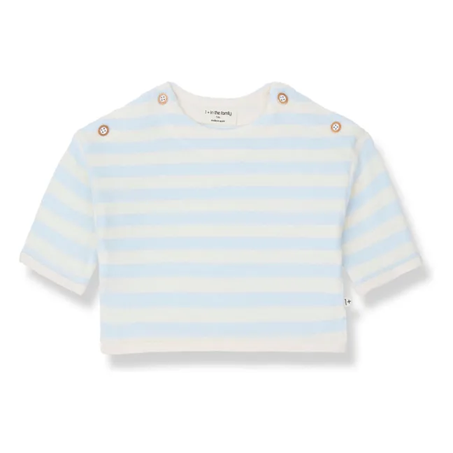 Poseidon Striped Terry Sweater | Pale blue