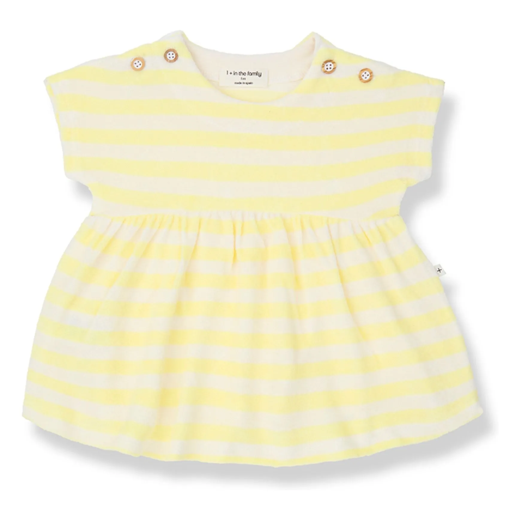 1+ In The Family Pale Yellow Striped Terry Macedonia Dress