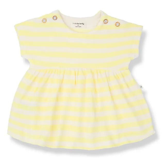 Robe Macedonia Rayée Eponge | Jaune pâle