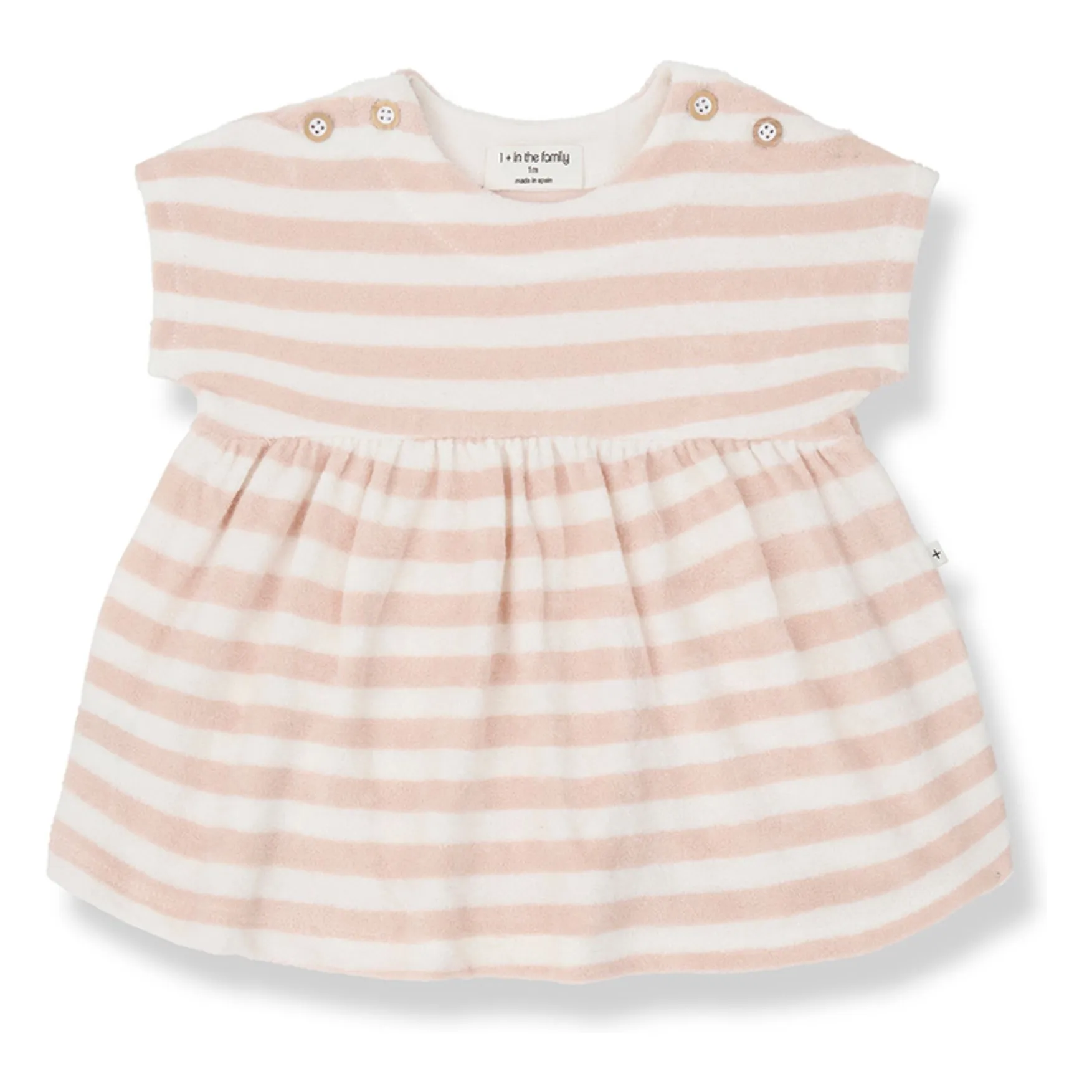 1+ In The Family Beige Pink Striped Terry Macedonia Dress