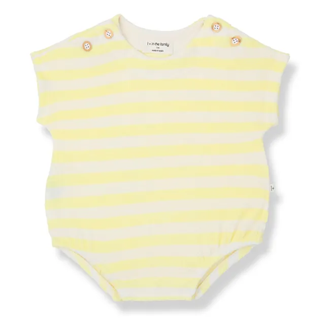 Romulo striped terry romper | Pale yellow