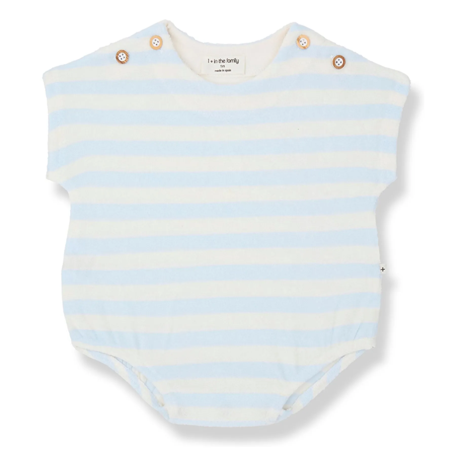 1+ In The Family Pale Blue Romulo Striped Terry Romper