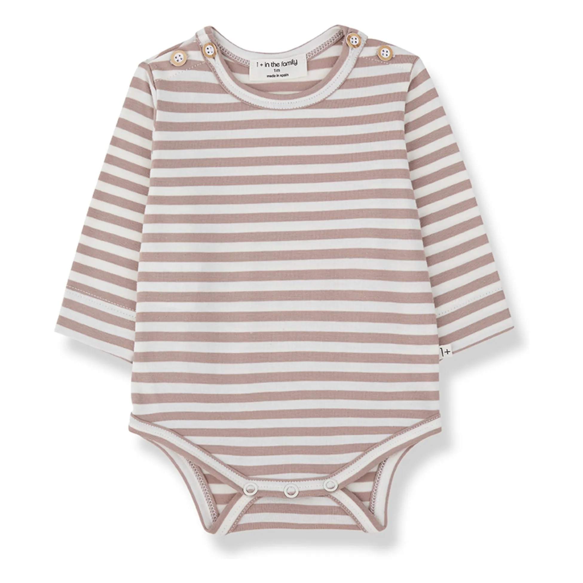 1+ In The Family Taupe Brown Striped Biel Bodysuit