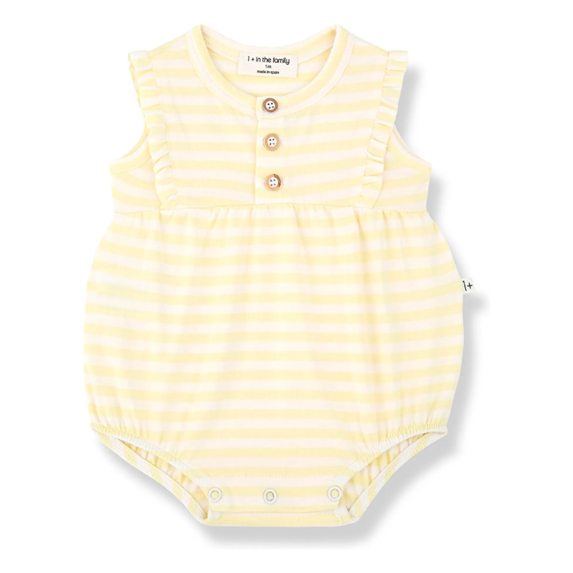 1+ In The Family Pale Yellow Cinnia Striped Romper