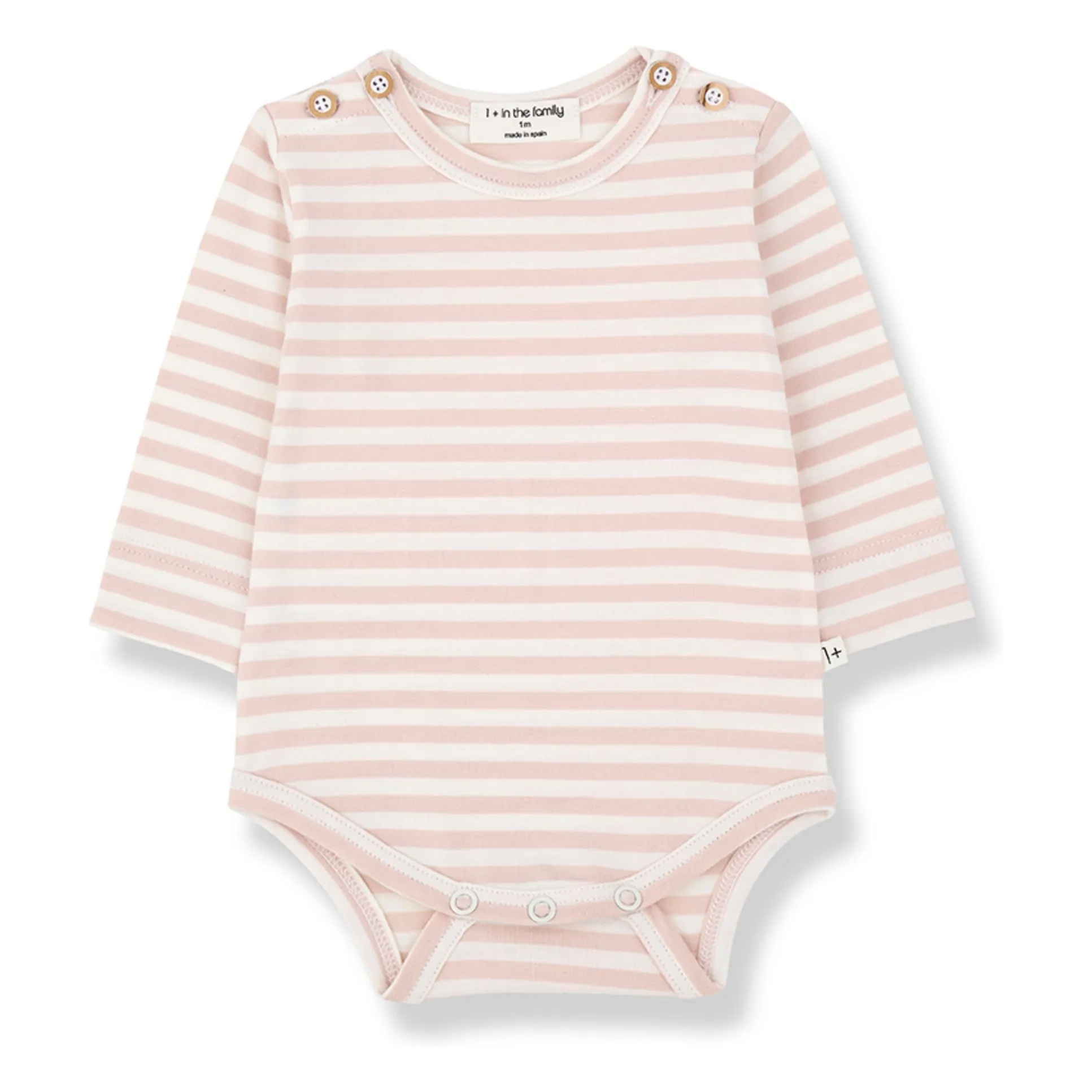 1+ In The Family Beige Pink Striped Biel Bodysuit