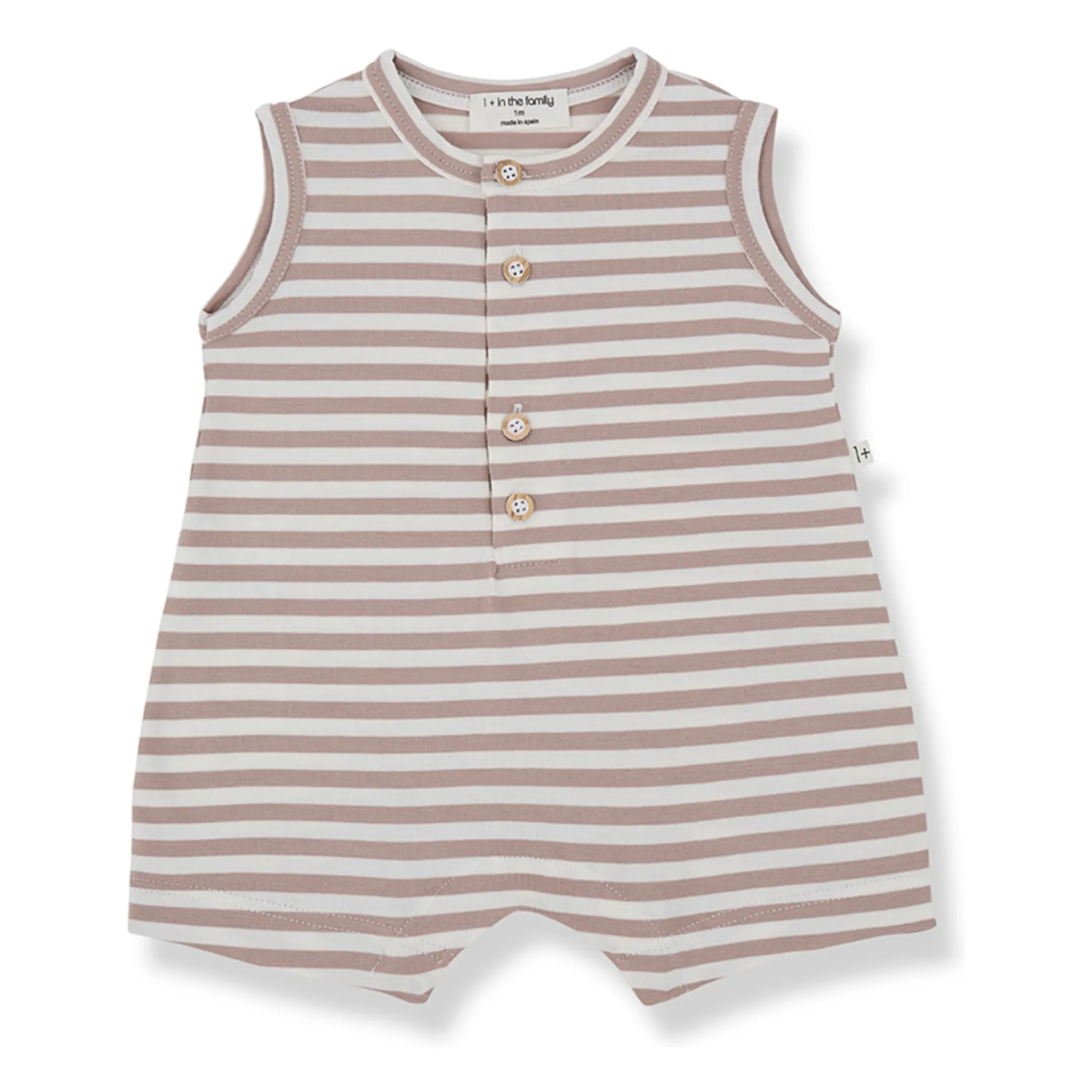 1+ In The Family Taupe Brown Pedro Striped Playsuit