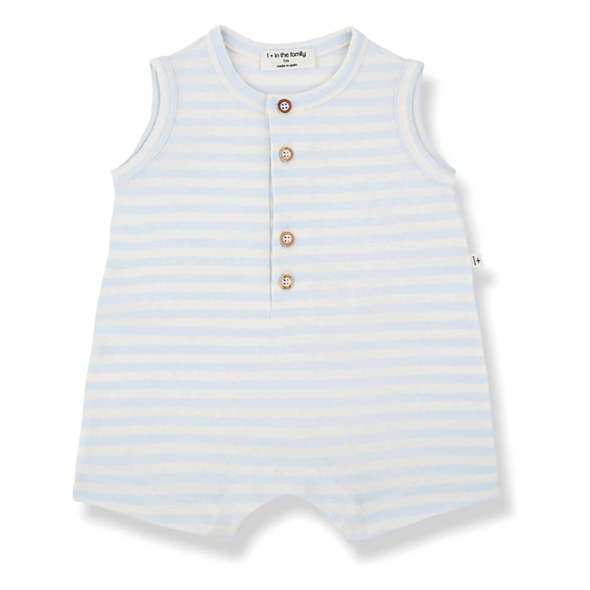 1+ In The Family Pale Blue Pedro Striped Playsuit