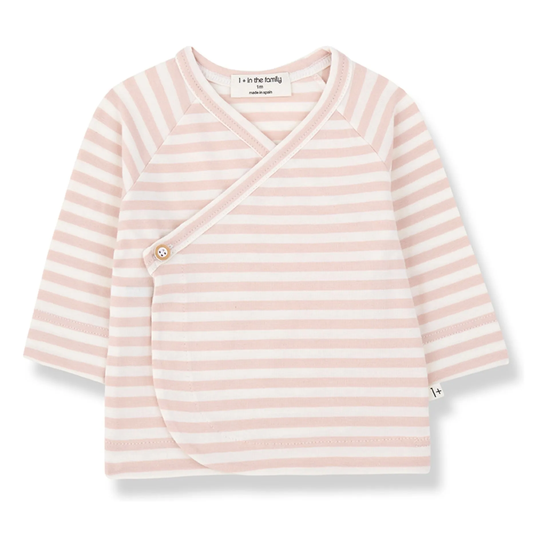 1+ In The Family Beige Pink Idara Striped T-Shirt
