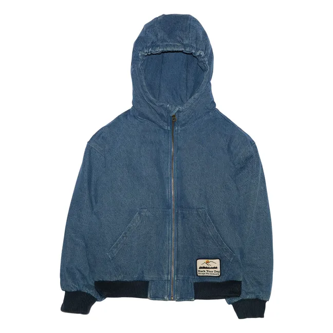 Denim Matt Hooded Jacket | Denim blue