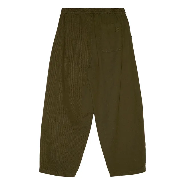 Gianna Twill Embroidered Balloon Pants | Khaki