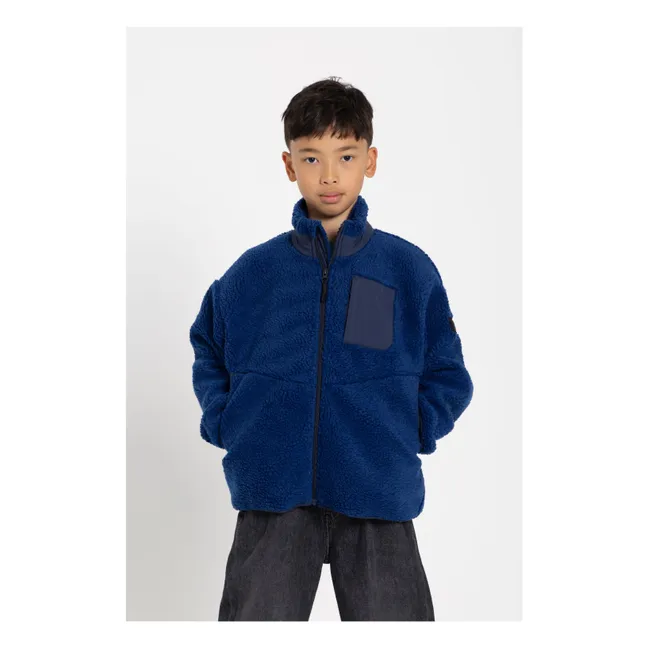 Paulo Bi-Material Sherpa Jacket | Royal blue