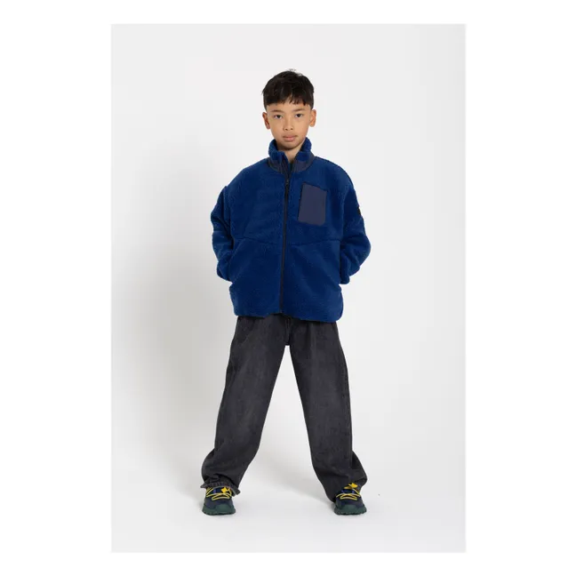 Paulo Bi-Material Sherpa Jacket | Royal blue