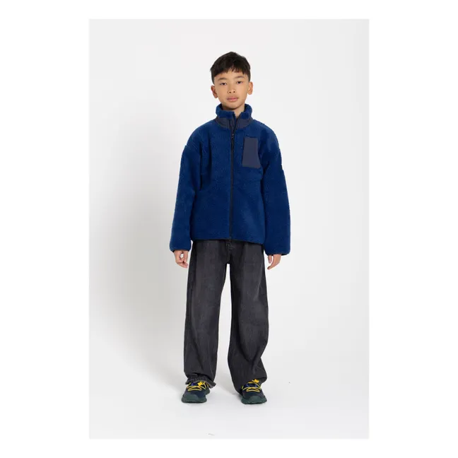 Jacke aus zwei Materialien in Sherpa-Optik Paulo | Königsblau