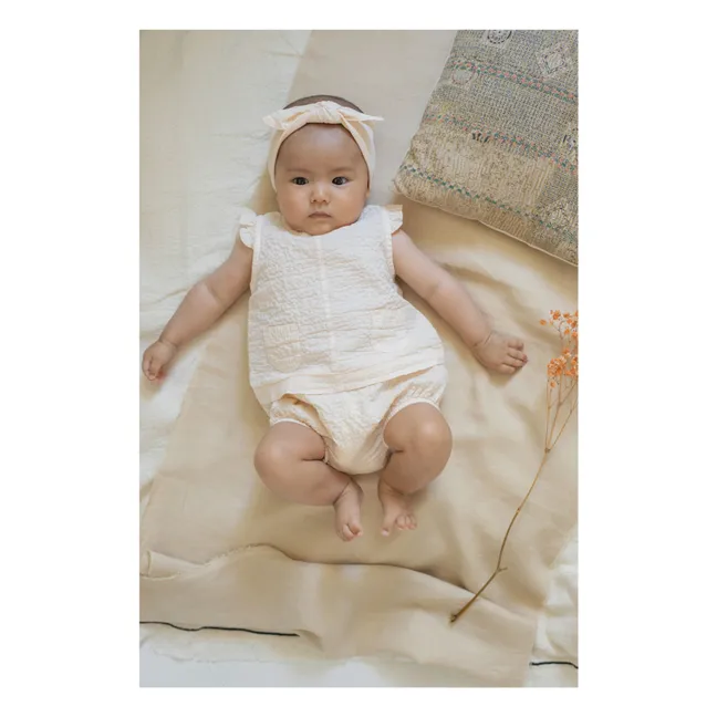 Apolonia Seersucker blouse and bloomer set | Ecru