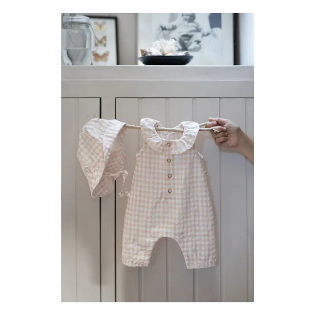 Egina Tuta in seersucker vichy | Beige rosato