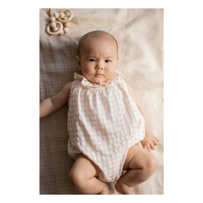 Pelele Corfu Vichy Seersucker | Beige rosado