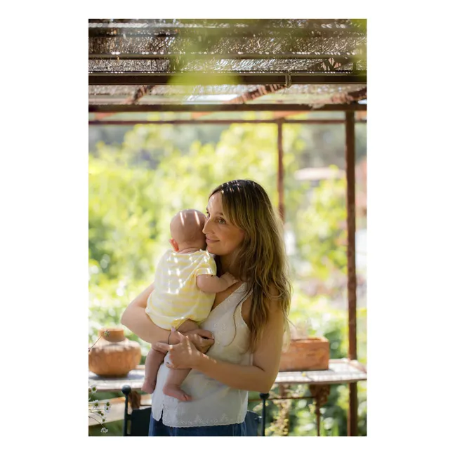 Romulo striped terry romper | Pale yellow