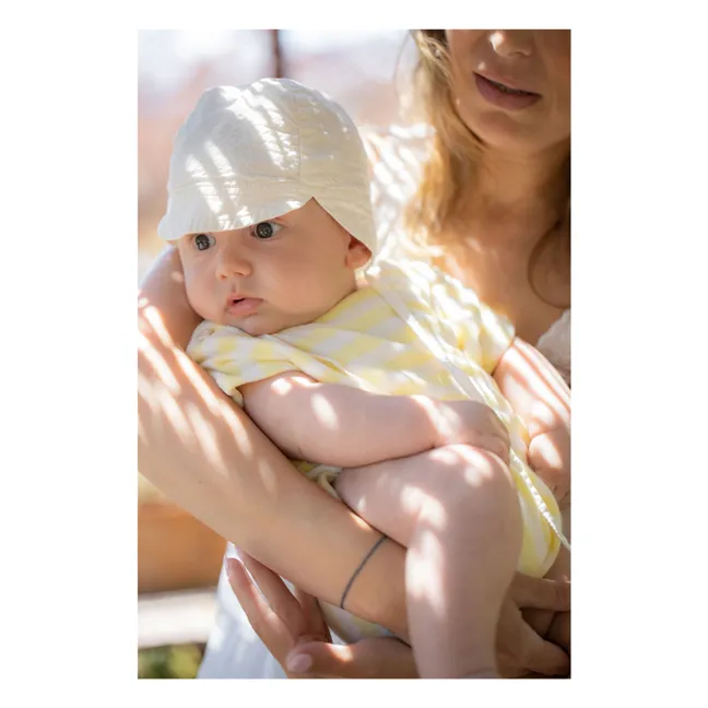 Romulo striped terry romper | Pale yellow