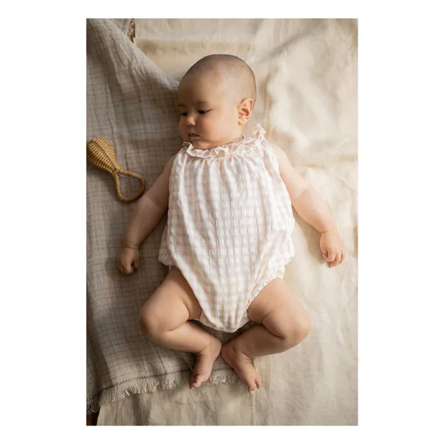 Barboteuse Cinnia Rayée | Beige rosé