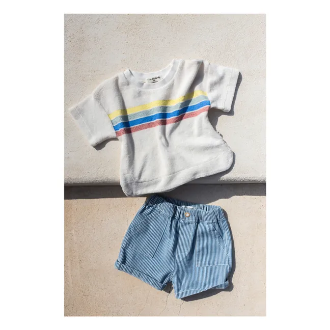 Camiseta de rizo a rayas Alocs | Blanco