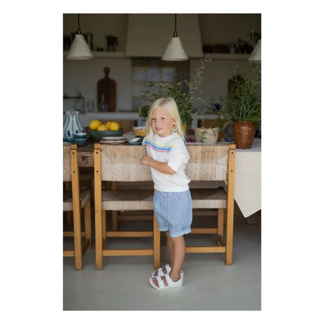 Bermuda Denim Andratx Rayé Coton Bio | Bleu Clair