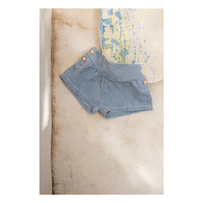 Pantalones cortos vaqueros a rayas Deia Algodón orgánico | Azul Claro