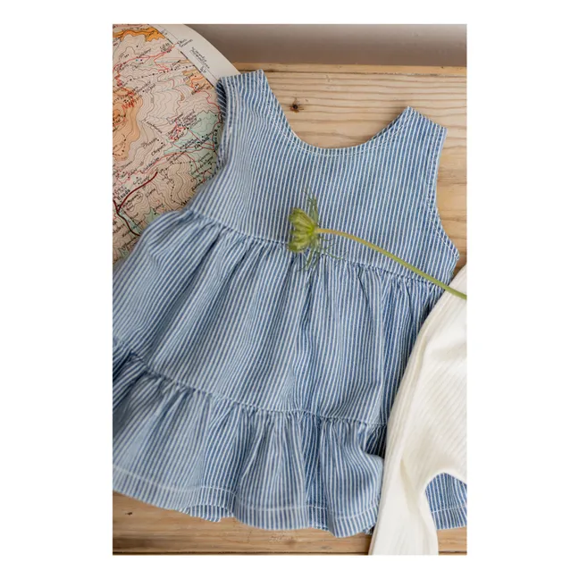 Denim Galdana Striped Organic Cotton Dress | Light Blue
