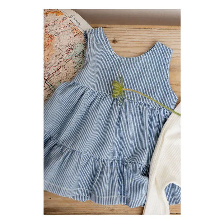 Vestido vaquero a rayas Galdana Algodón orgánico | Azul Claro- Imagen del producto n°1