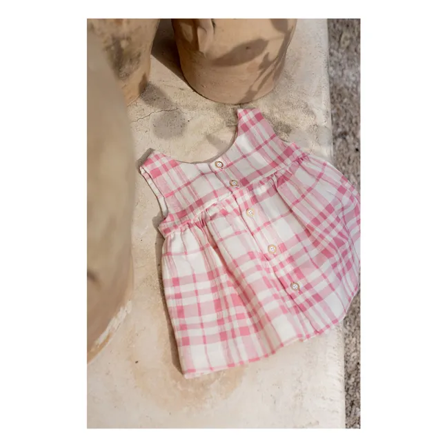 Aranella Vestido de cuadros de lino | Blush