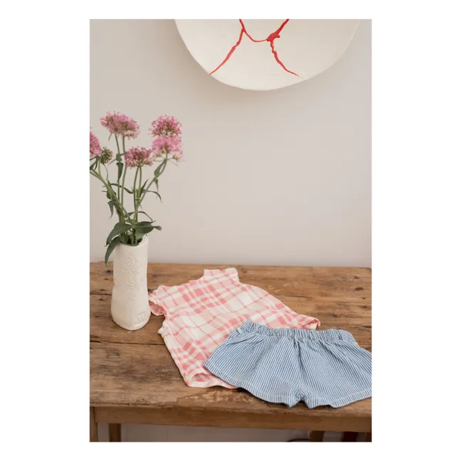 Bluse Ferrosa Kariert Leinen | Blush