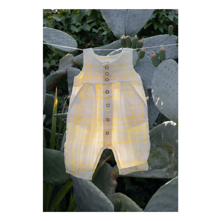 Mono de cuadros de lino Morera | Amarillo- Imagen del producto n°2
