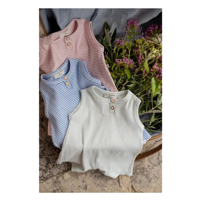 Striped Vendrell Ribbed Playsuit | Light blue