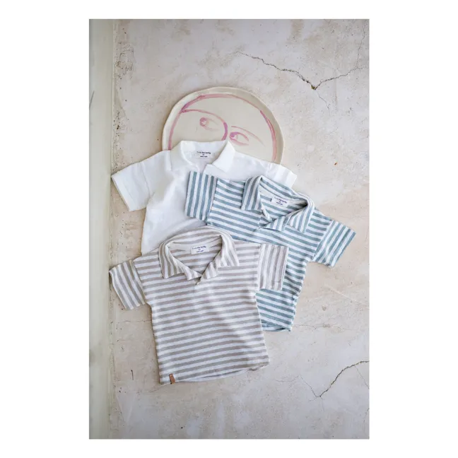 Polo de rayas Borrassa Lino | Verde agua