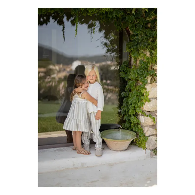 Striped Linen Calonge Dress | Ecru