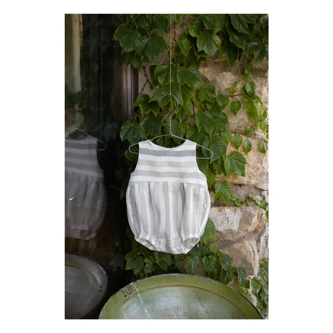 Pelele de lino a rayas Blanes | Crudo