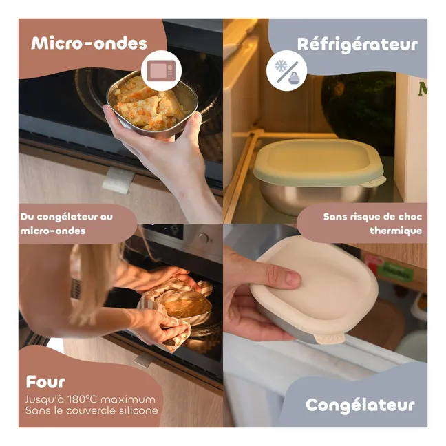 Boîtes repas isotherme en inox - Set de 3 | Sauge