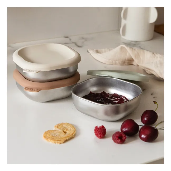 Boîtes repas isotherme en inox - Set de 3 | Sauge