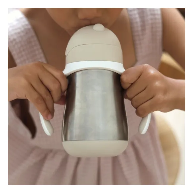 Vaso con pajita de acero inoxidable | Arcilla