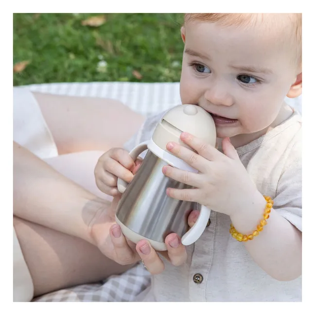 Vaso con pajita de acero inoxidable | Arcilla