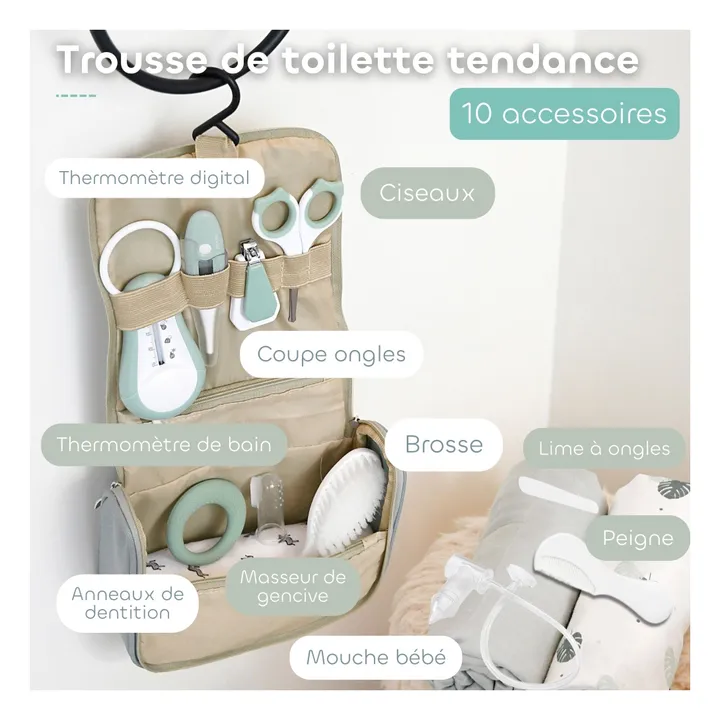 Trousse de toilette avec 10 accessoires | Sauge- Image produit n°5