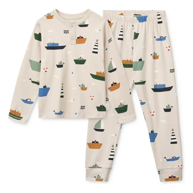 Wilhelm Bateaux organic cotton pyjamas | Ecru