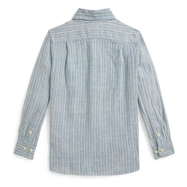 Chemise Logo Sport Rayée Lin | Bleu