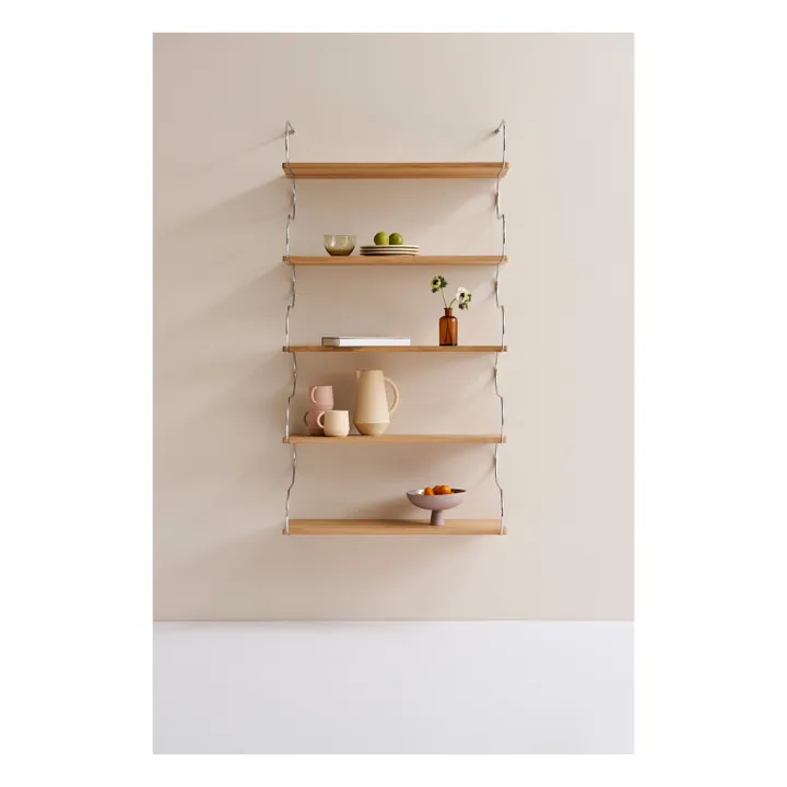 Onda oak wood shelf | Chrome- Product image n°2