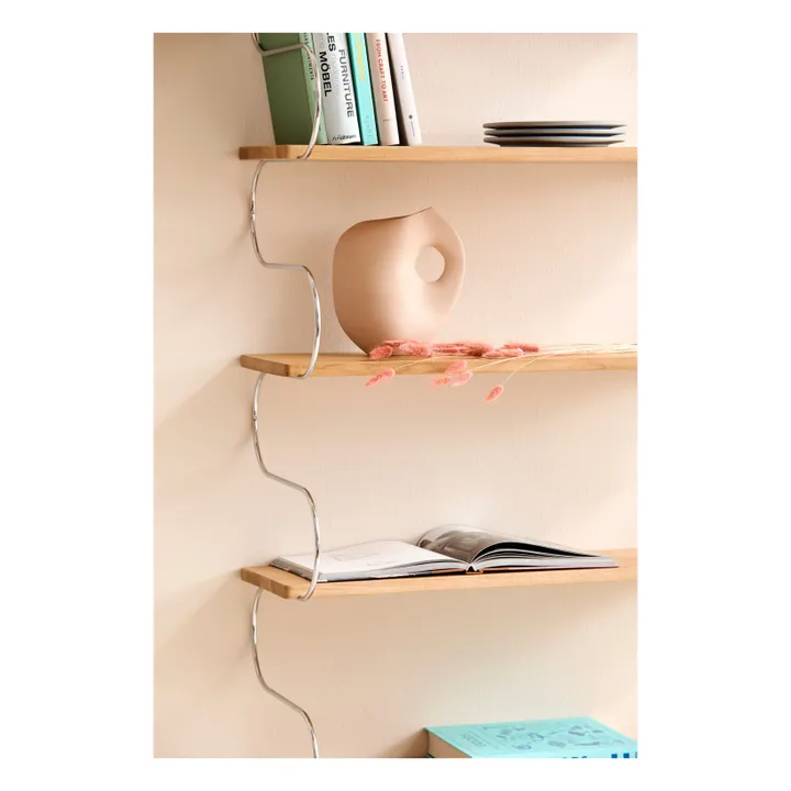 Onda oak wood shelf | Chrome- Product image n°3