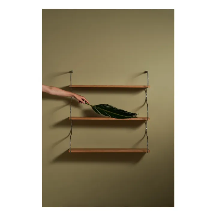 Onda oak wood shelf | Chrome- Product image n°4