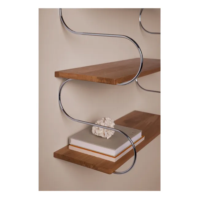 Onda oak wood shelf | Chrome