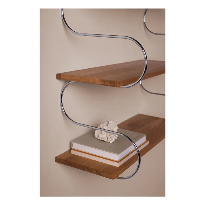 Onda oak wood shelf | Chrome- Product image n°3