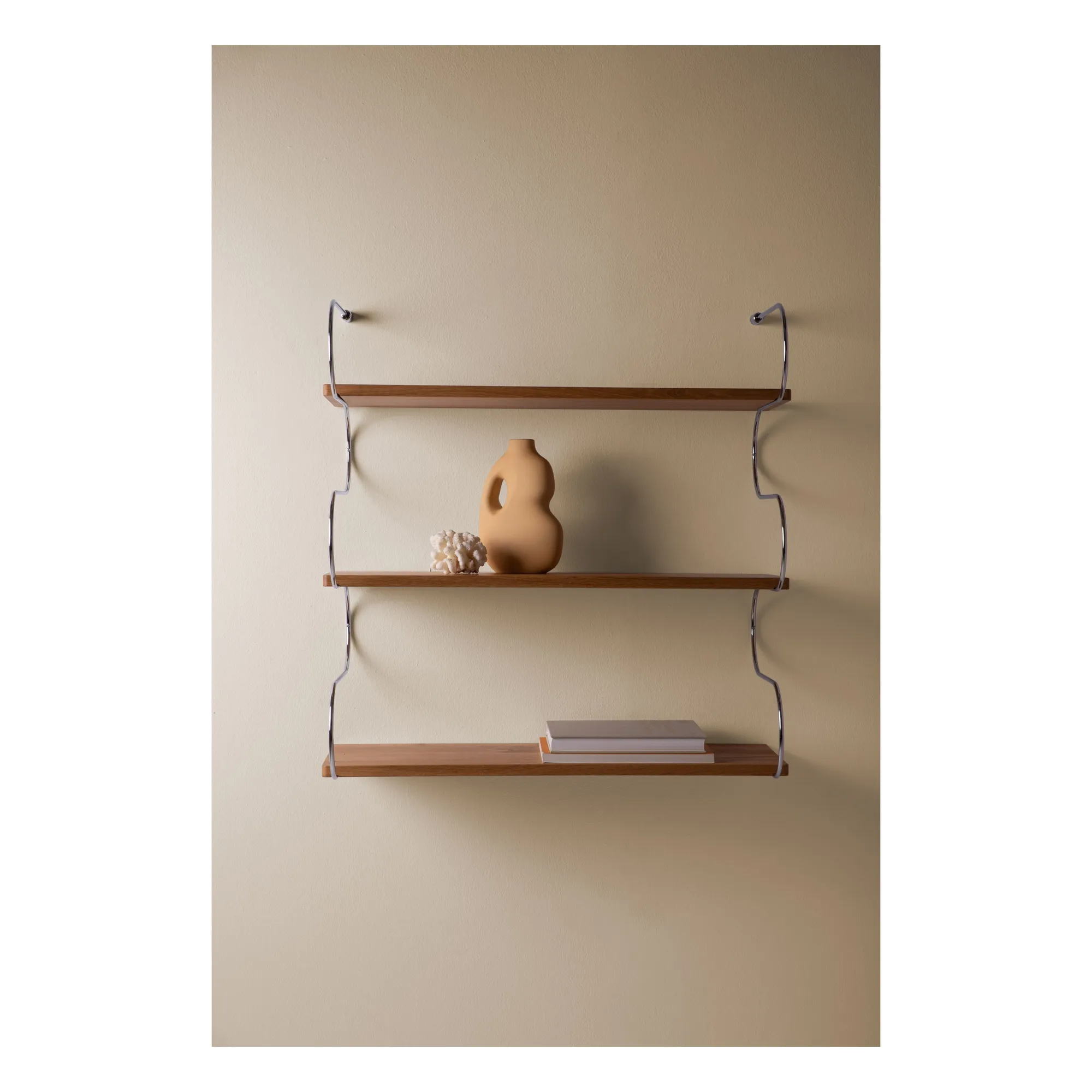 Etagère en bois de chêne Onda | Chromé- Image produit n°2